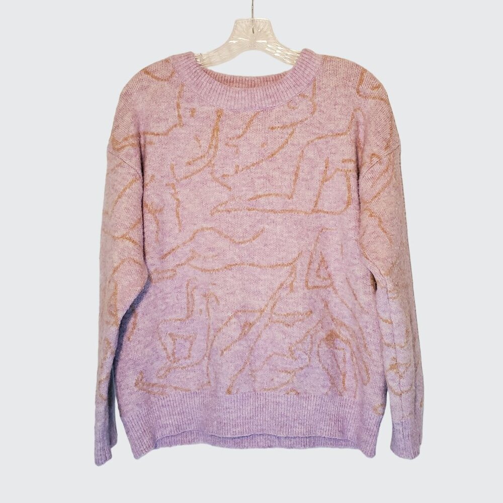 FRNCH Cozy Pinkish Lavender Sweater Female Body Outline Women's Size Large